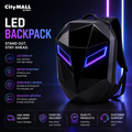 LED Black Knight backpack with illuminated front display and power bank