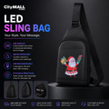 Black LED messenger bag with illuminated front panel and power bank