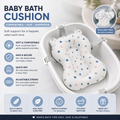 Soft baby bath support cushion with straps and star-print design