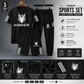 Markhor 3-Piece Men's Sports Set – T-Shirt, Shorts & Trousers
