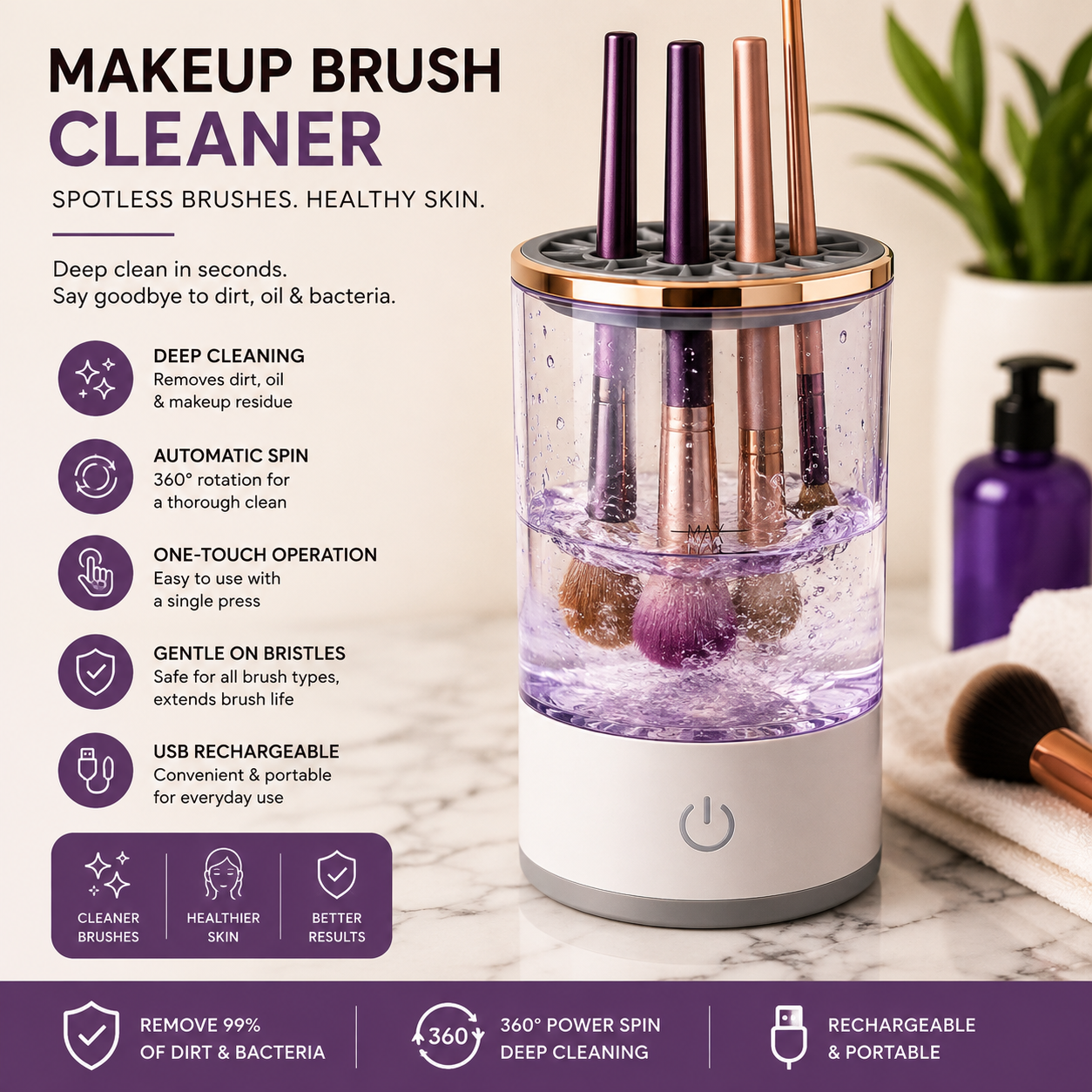 Automatic electric makeup brush cleaner
