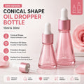 Pink conical oil dropper bottle in 15ml and 30ml sizes