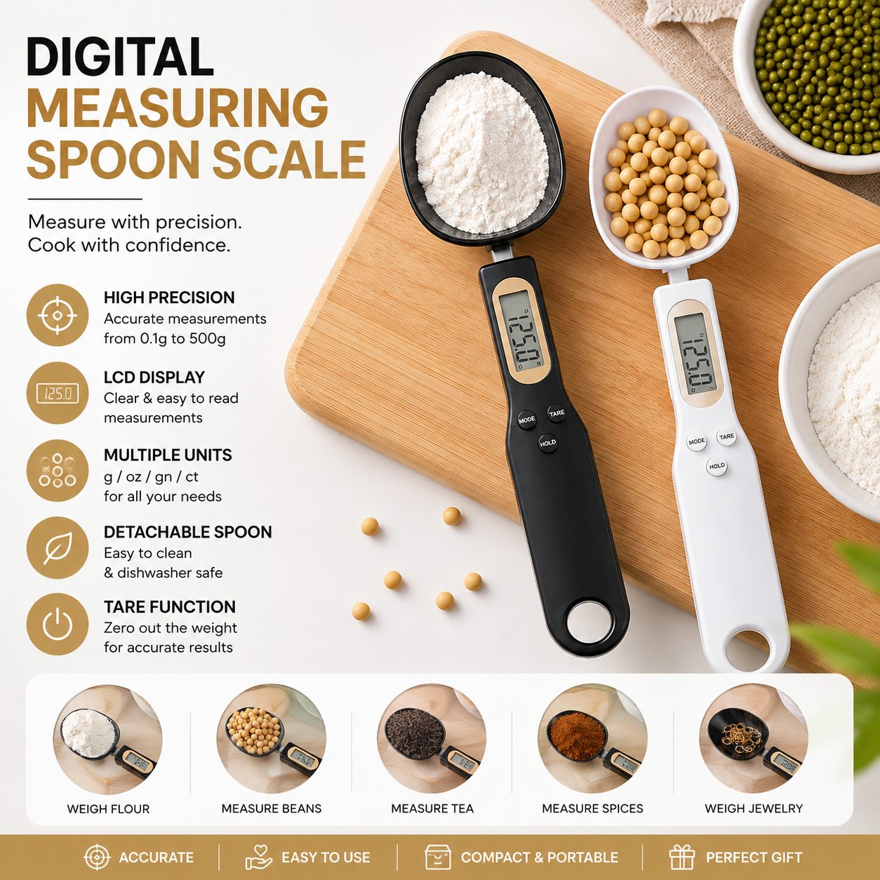 Digital measuring spoon scale 500g 0.1g precision kitchen scale