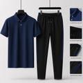 Unbranded navy polo shirt and black trousers 2-piece men's sports set