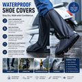 Waterproof shoe covers with anti-slip sole, reflective strip and reusable waterproof design